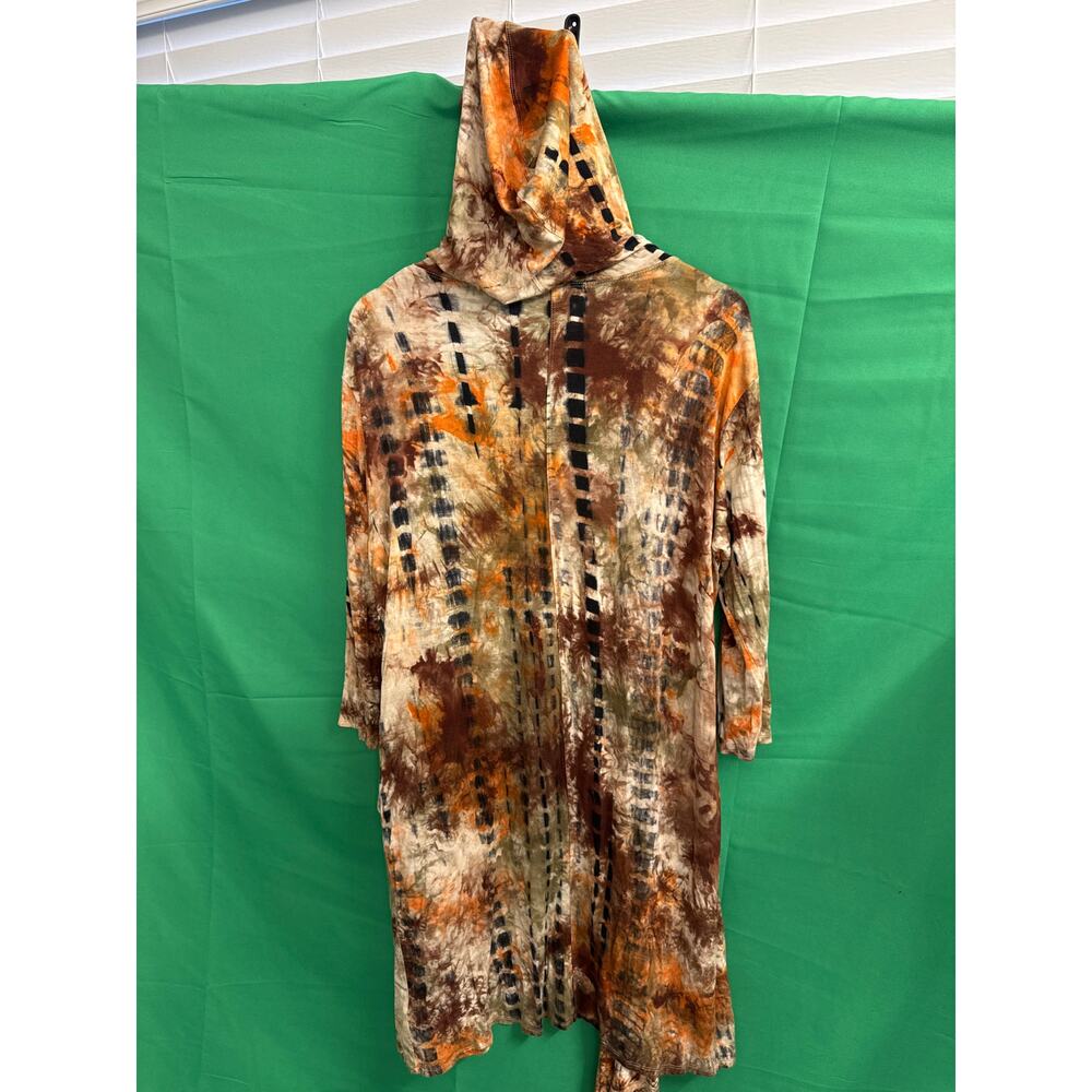 Coin 1804 women’s Tie-Dye Jersey funky Boho long sleeve hoodie open Cardigan  2X - Picture 4 of 7